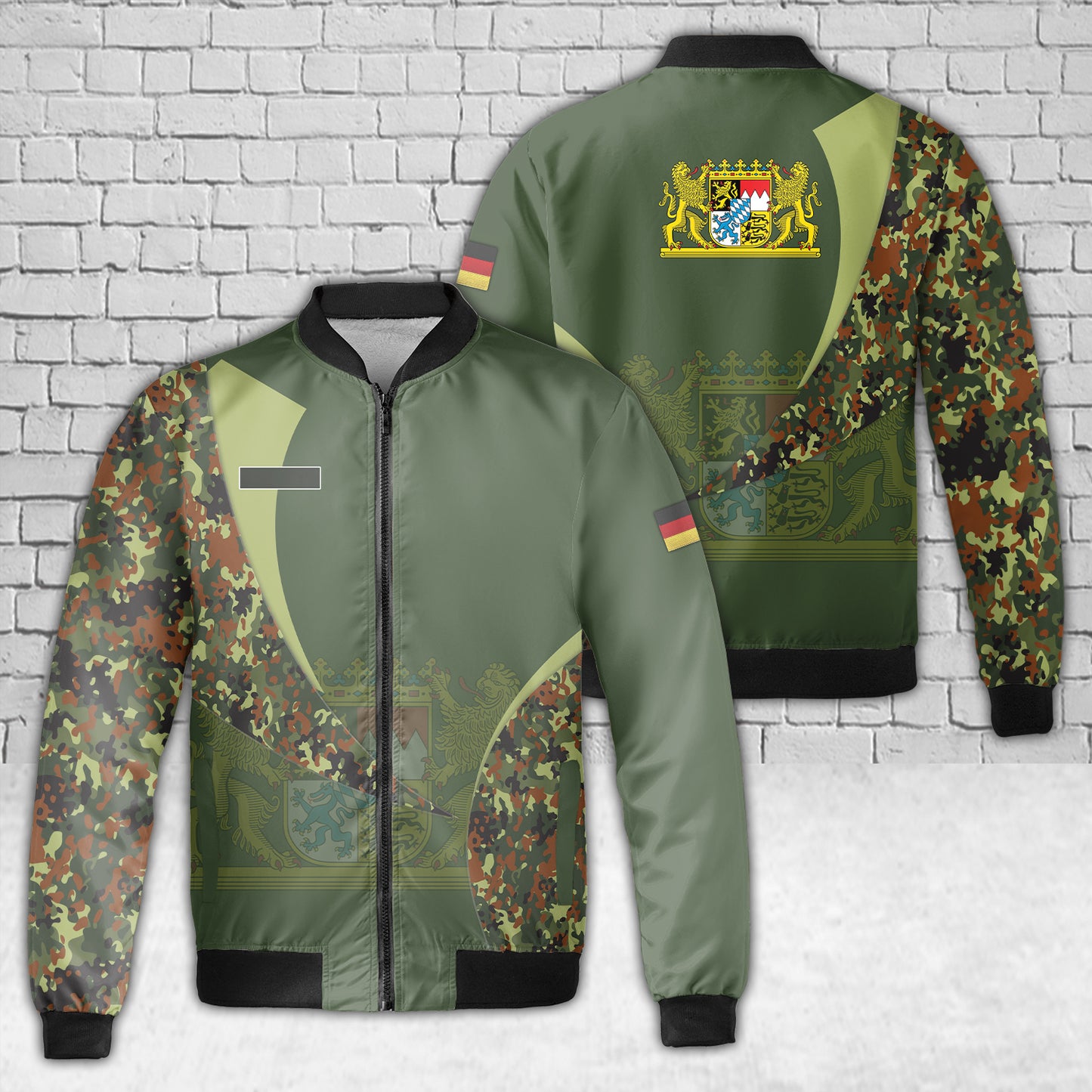 Custom Name Germany Bavaria AOP Fleece Bomber Jacket