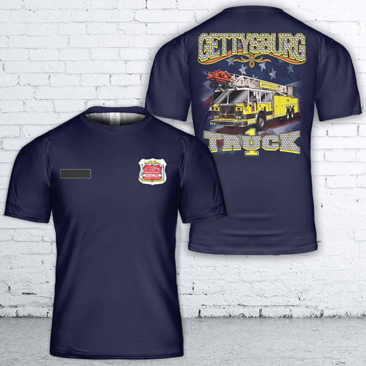Custom Name Gettysburg, Pennsylvania, Gettysburg Fire Department Truck Company #1 T-Shirt 3D