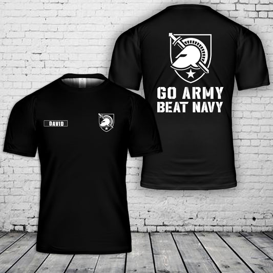Custom Name Go Army Beat Navy 3D T-Shirt