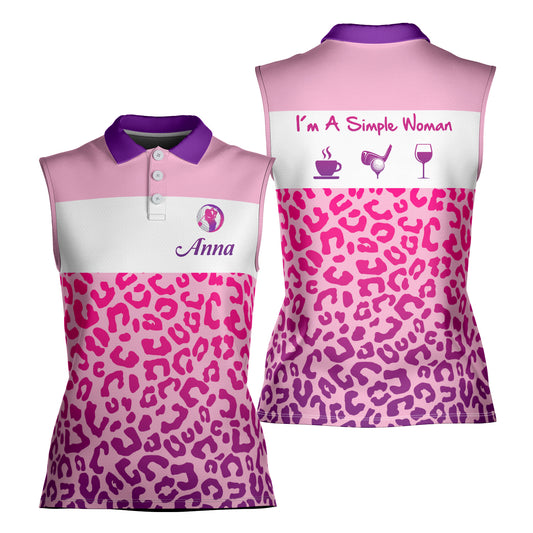 Custom Name Golf  Women's Sleeveless Athleisure Polo Shirt