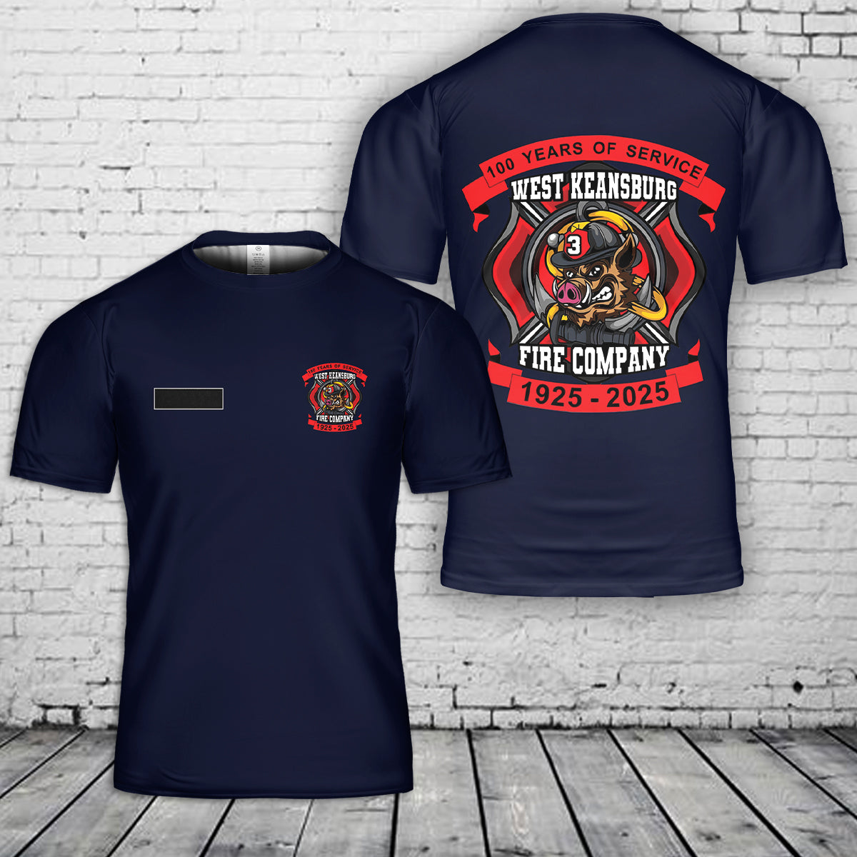 Custom Name Hazlet, New Jersey, West Keansburg Fire Company T-Shirt 3D