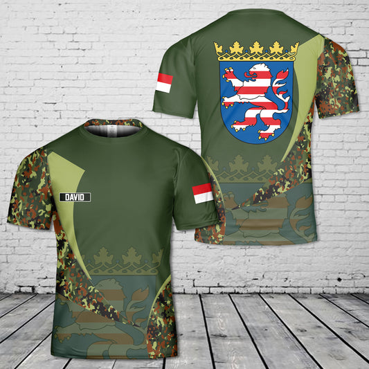 Custom Name Hesse State Coat Of Arms Germany 3D T-Shirt