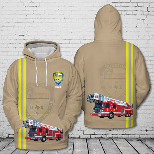 Custom Name Houston Fire Department, Texas 3D Hoodie