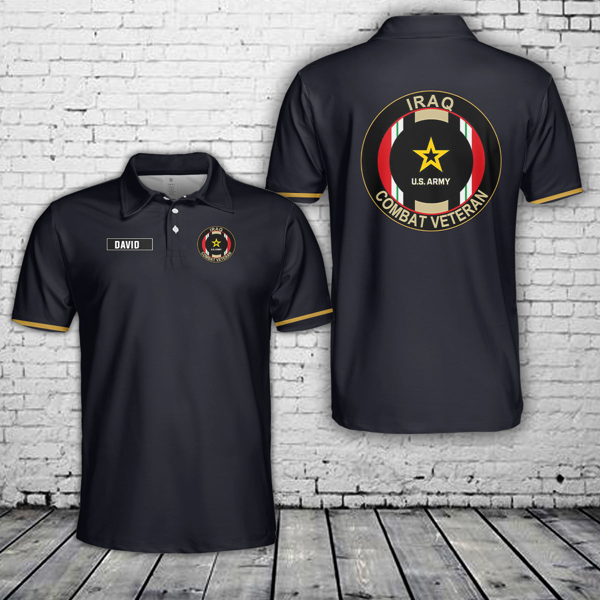 Custom Name IRAQ Combat Veteran Polo Shirt