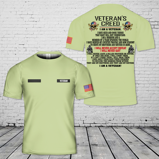 Custom Name I Am A Veteran Creed T-Shirt 3D