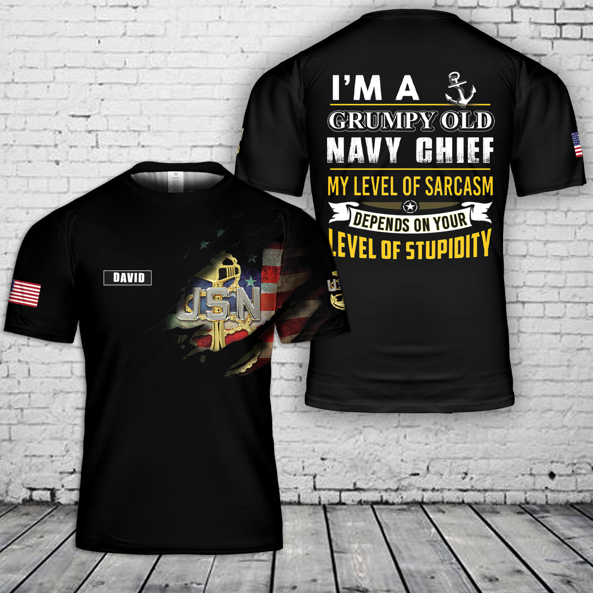 Custom Name I'm A Grumpy Old Navy Chief 3D T-Shirt