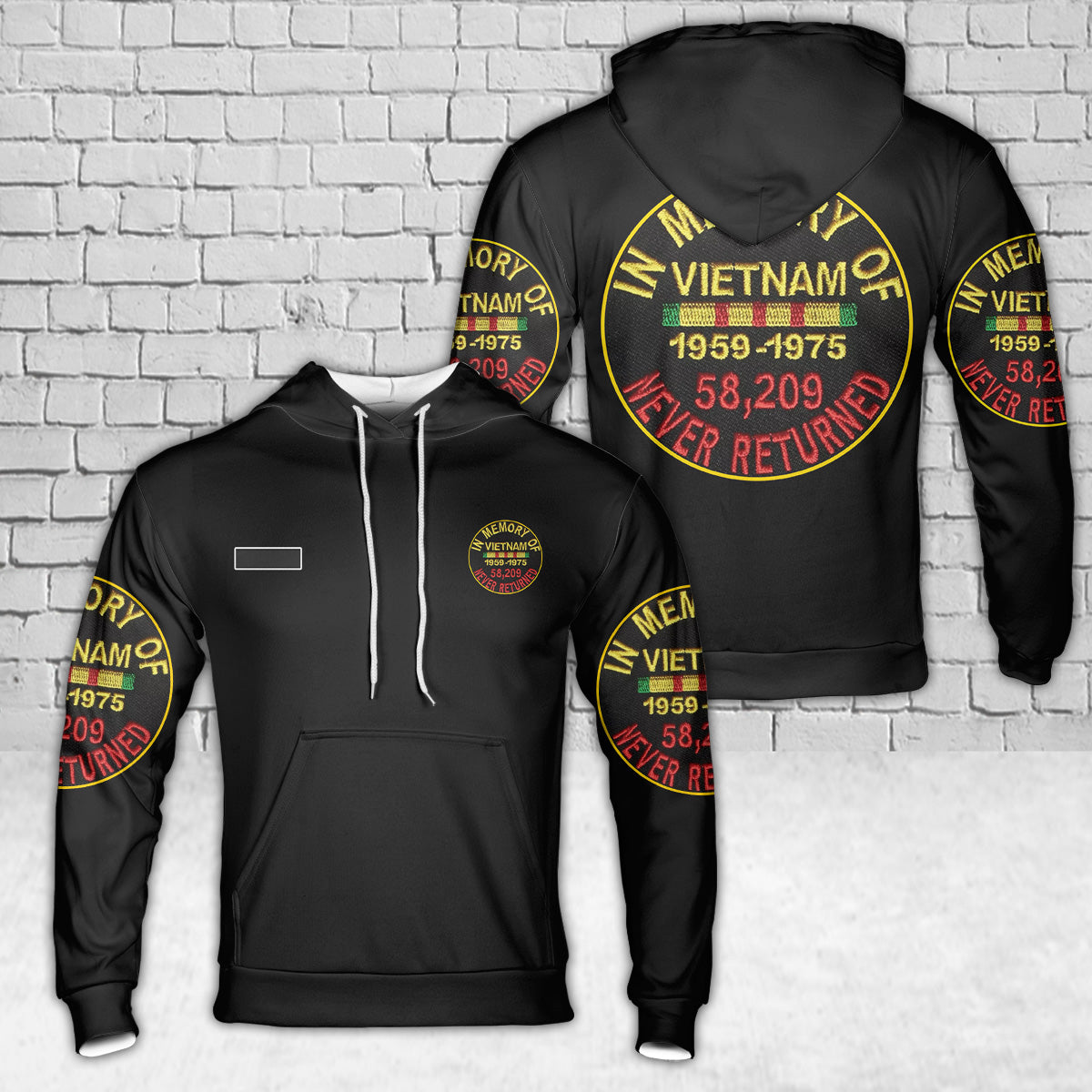 Custom Name In Memory Vietnam Veteran War U.S Veteran Proud Hoodie 3D