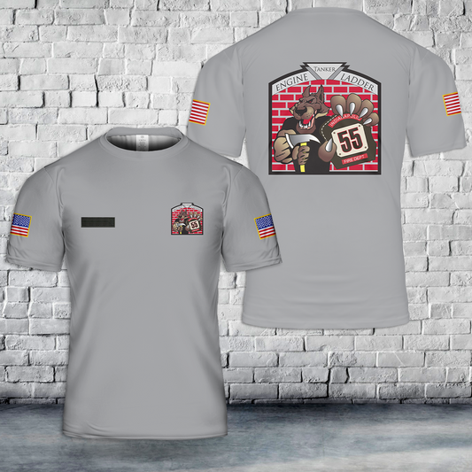 Custom Name Indianapolis Fire Department Station 55 T-Shirt 3D