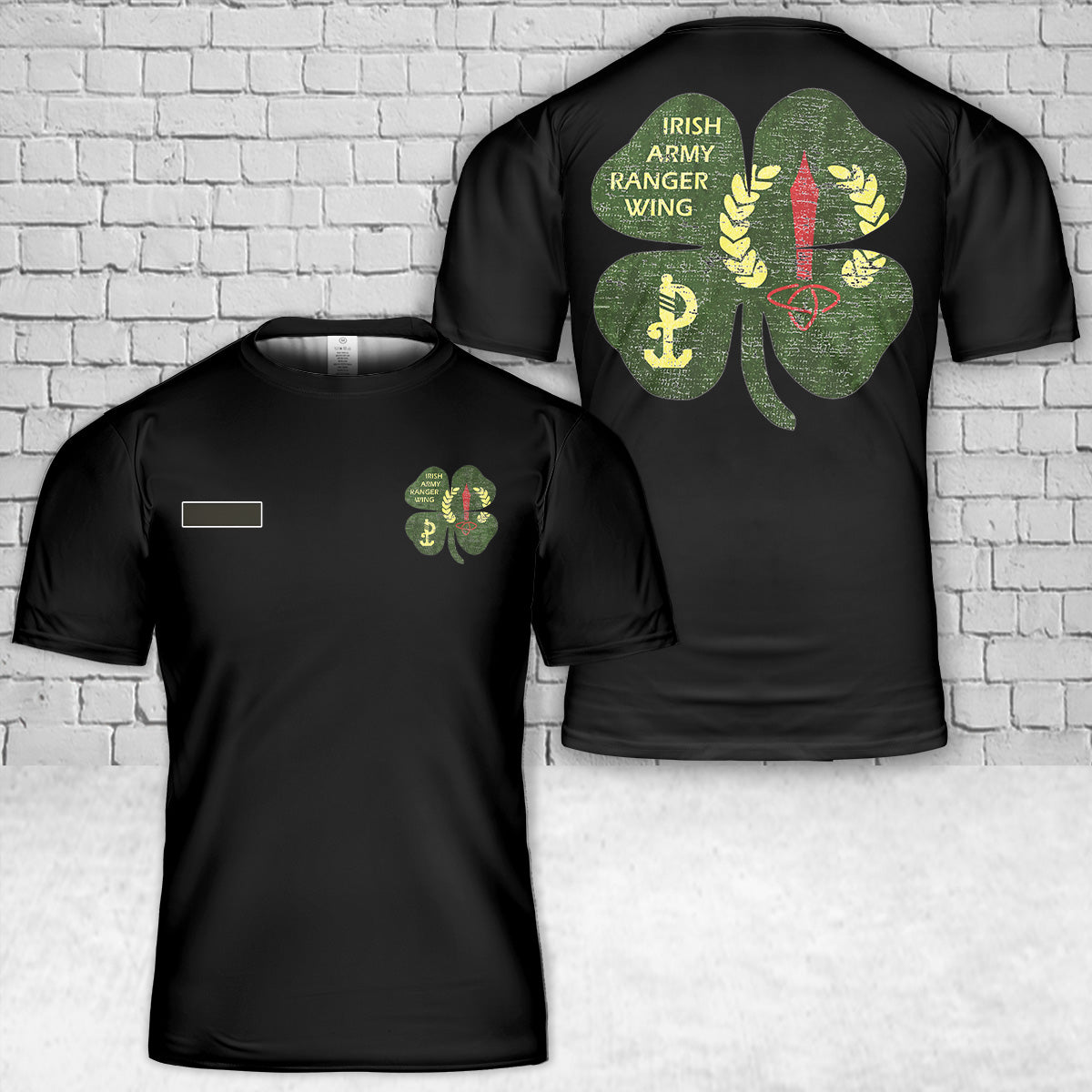 Custom Name Irish Army Ranger Wing Fianoglach Ireland Army T-Shirt 3D