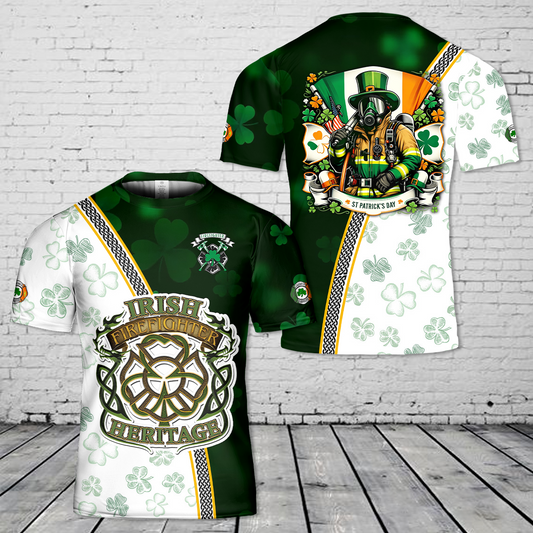 Custom Name Irish Firefighter St Patrick's Day T-Shirt 3D