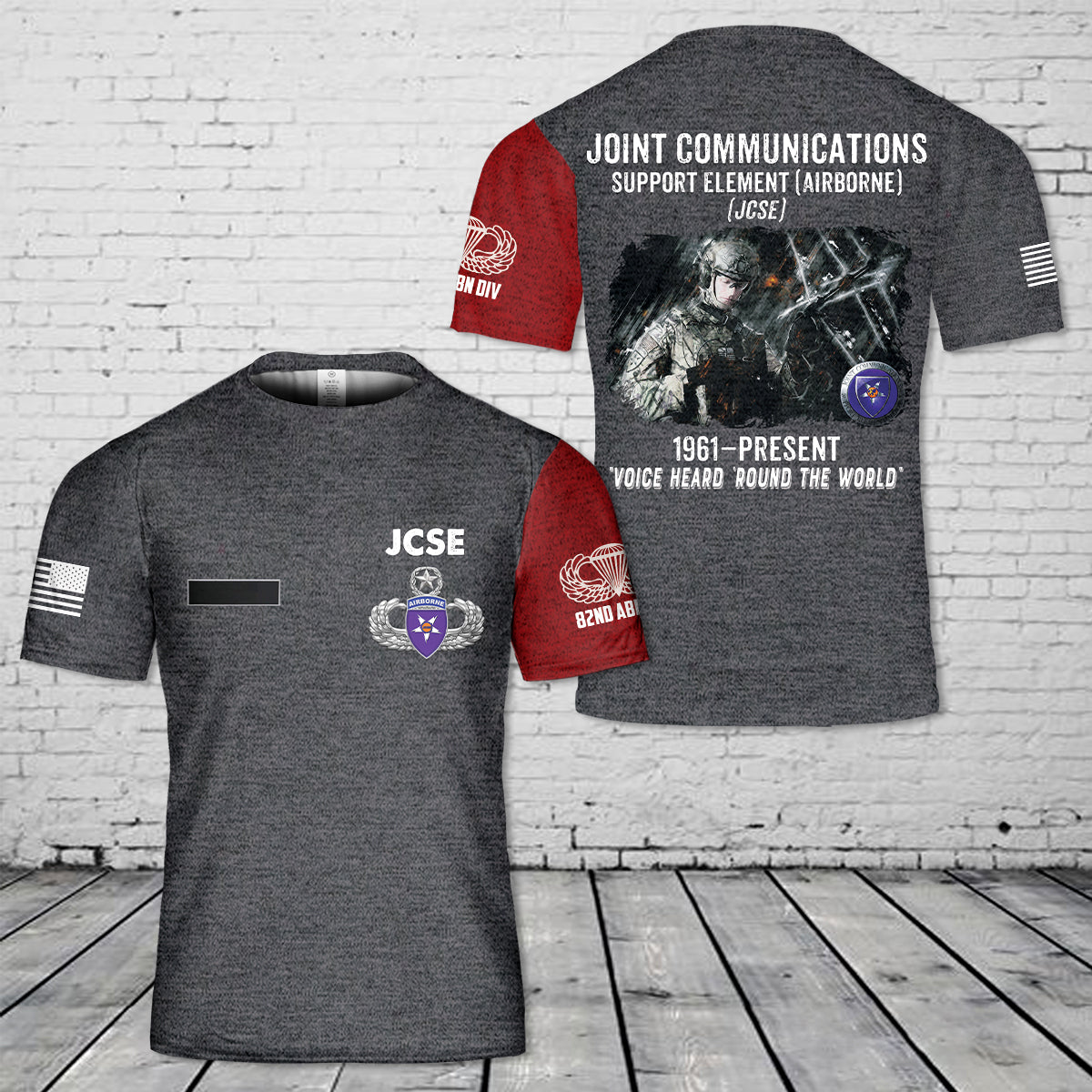 Custom Name Joint Communications Support Element (Airborne) (JCSE) MAWings with JCSE Patch T-Shirt 3D
