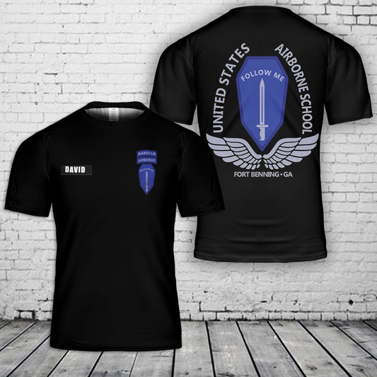 Custom Name Jumpmaster Follow Me Jump School Airborne US Paratrooper T-Shirt 3D