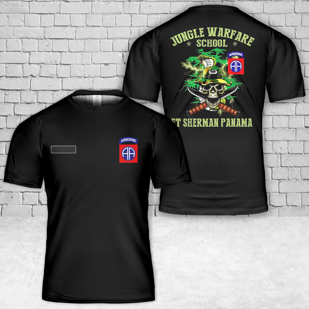 Custom Name Jungle Warfare Sherman With 82nd Airborne and Jungle Expert Patch T-Shirt 3D