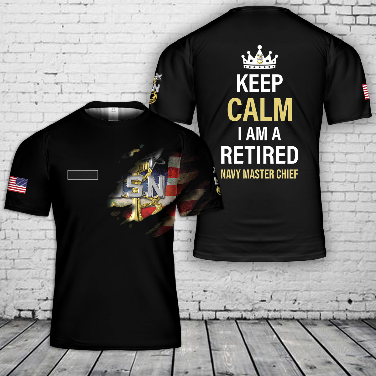Custom Name Keep Calm I Am A Retired Navy Master Chief T-Shirt 3D
