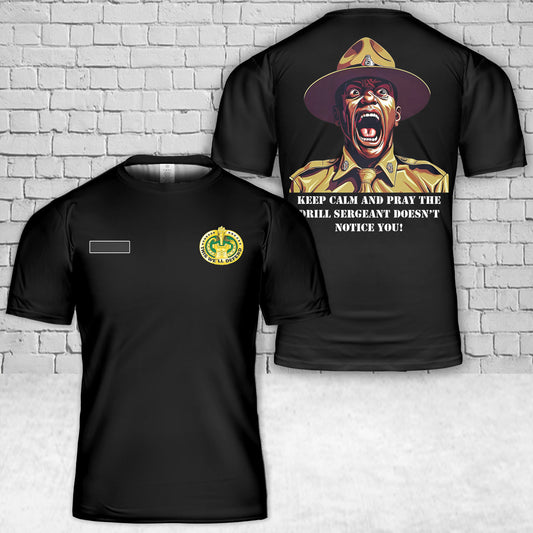 Custom Name Keep Calm and Pray the Drill Sergeant Doesn't Notice You! T-Shirt 3D