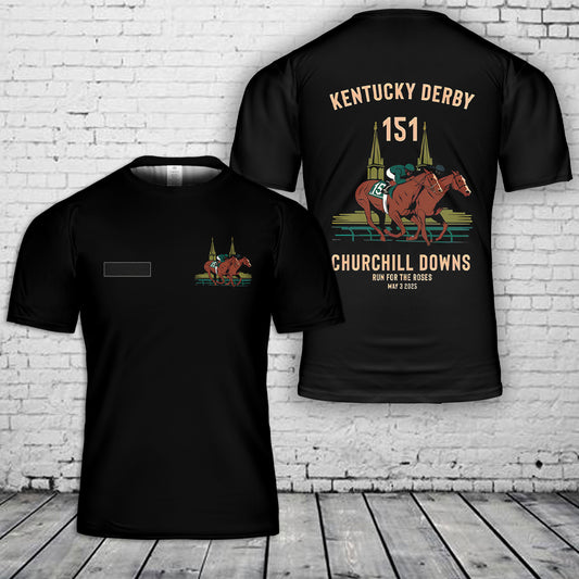 Custom Name Kentucky Derby 2025 Horse Racing T-Shirt 3D