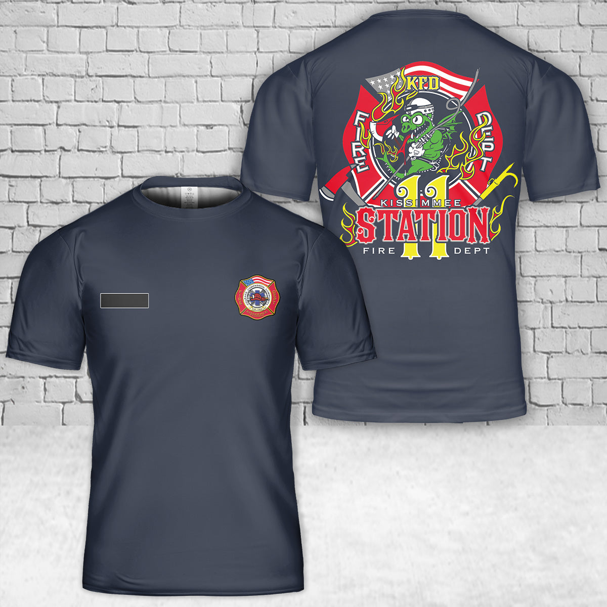 Custom Name Kissimmee, Florida, Kissimmee Fire Station 11 T-Shirt 3D