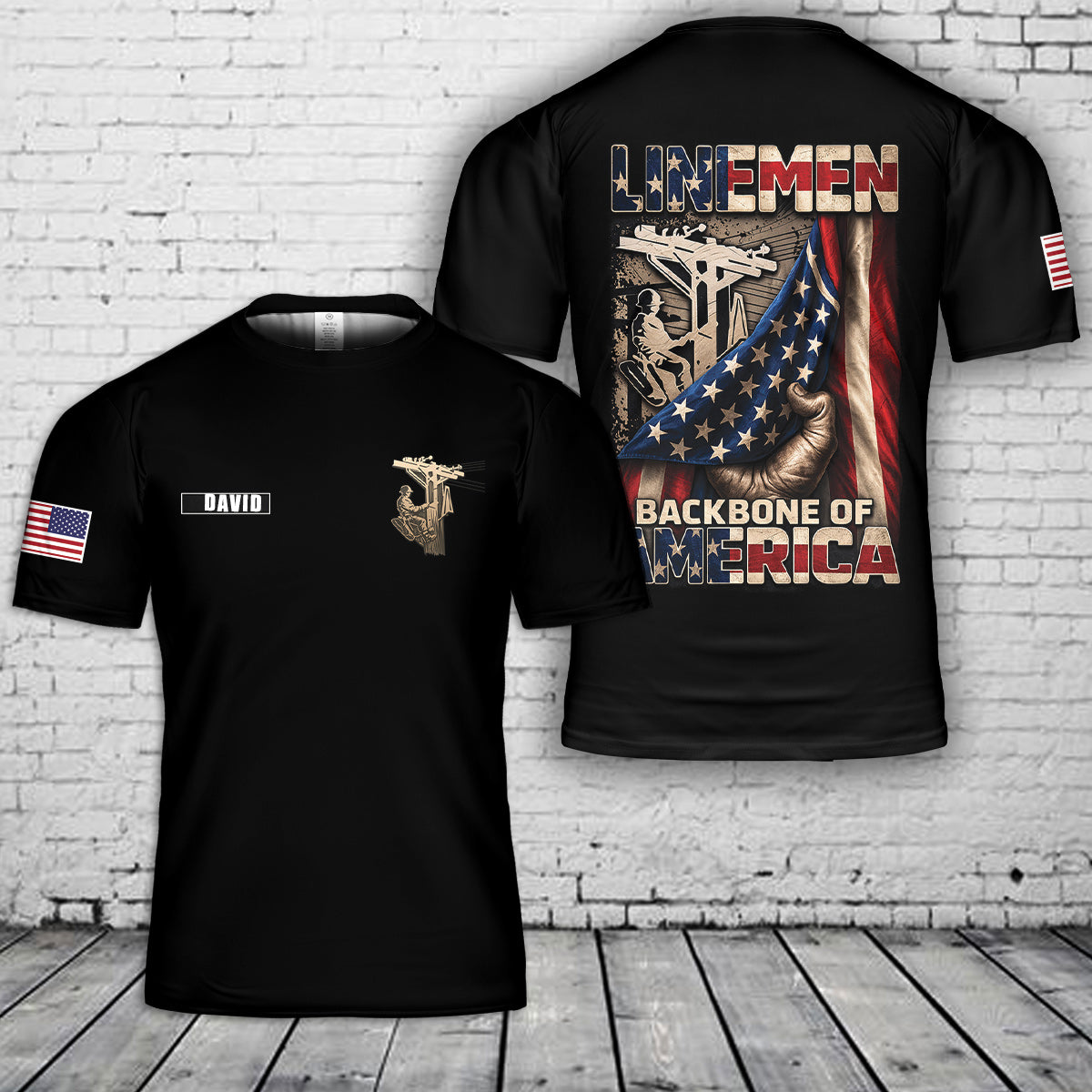Custom Name Lineman 3D T-Shirt