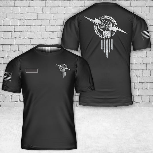 Custom Name Lineman Fist Bolt American Flag T-Shirt 3D