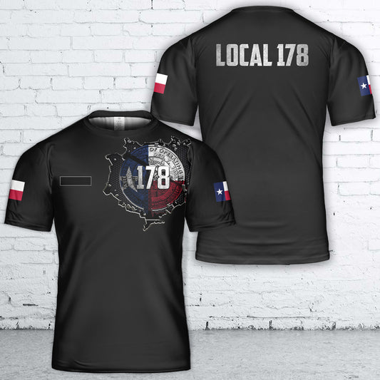 Custom Name Local 178 Operating Engineers Texas T-Shirt 3D