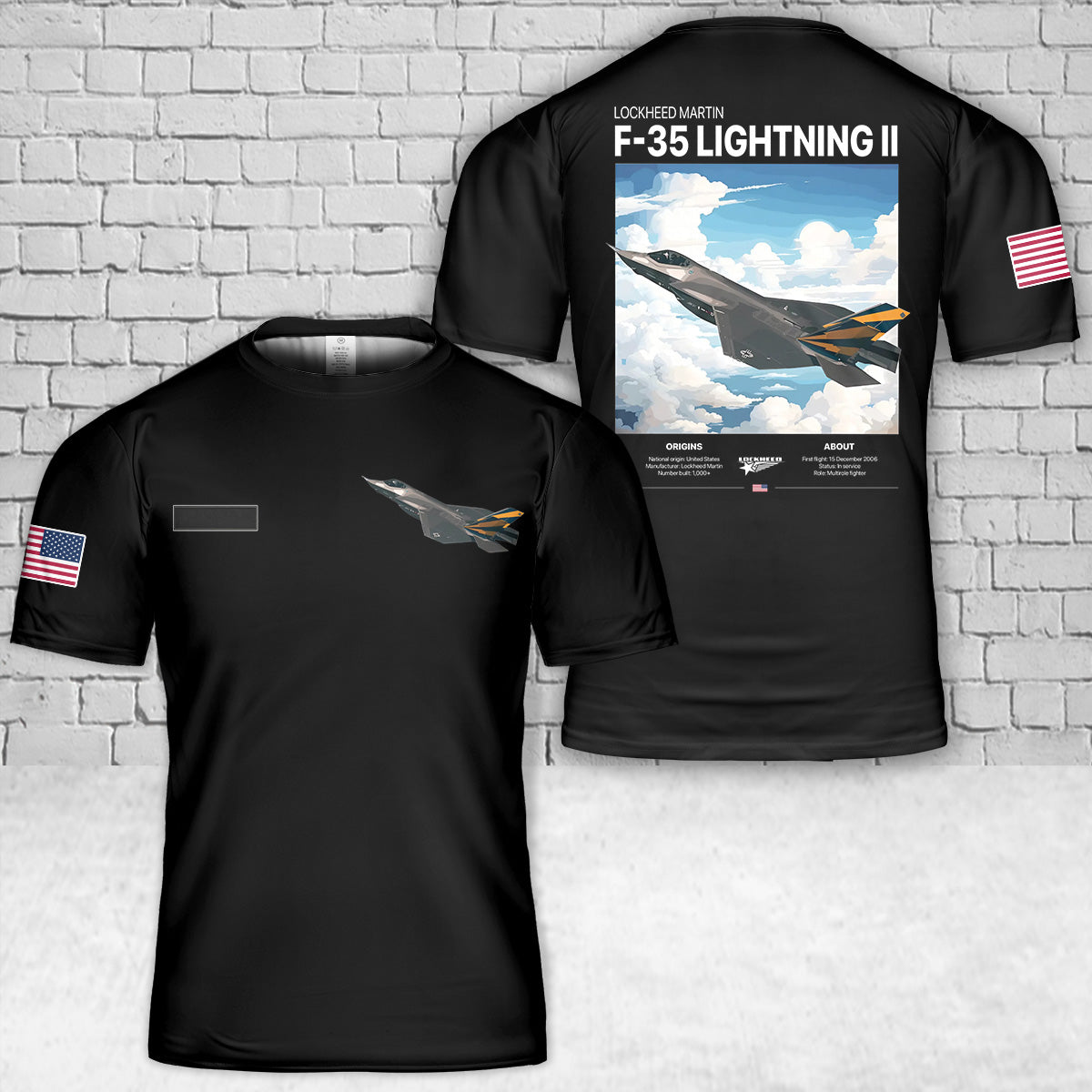 Custom Name Lockheed Martin F-35 Lightning II T-Shirt 3D