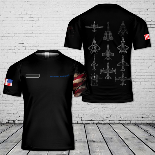 Custom Name Lockheed Military Aircraft Schematics T-Shirt 3D