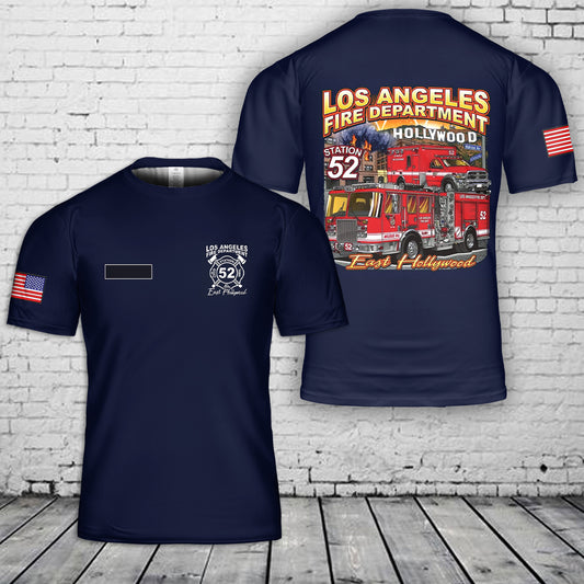 Custom Name Los Angeles, California, Los Angeles Fire Department Fire Station 52 East Hollywood T-Shirt 3D