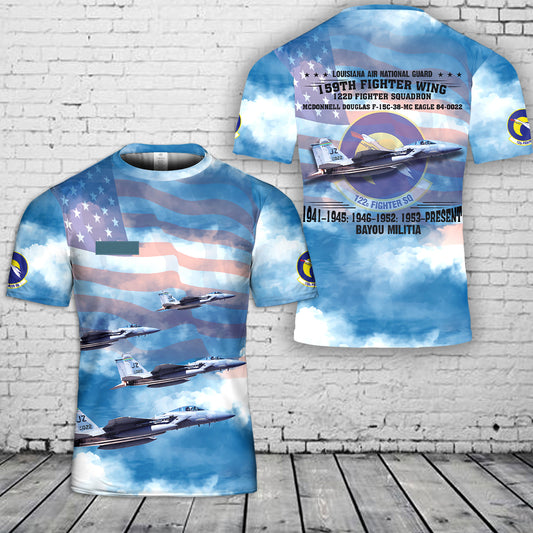 Custom Name Louisiana Air National Guard 159th Fighter Wing 122d Fighter Squadron McDonnell Douglas F-15C-38-MC Eagle 84-0022 3D T-Shirt