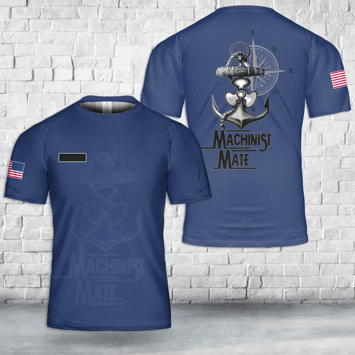 Custom Name Machinist Mate Navy T-Shirt 3D