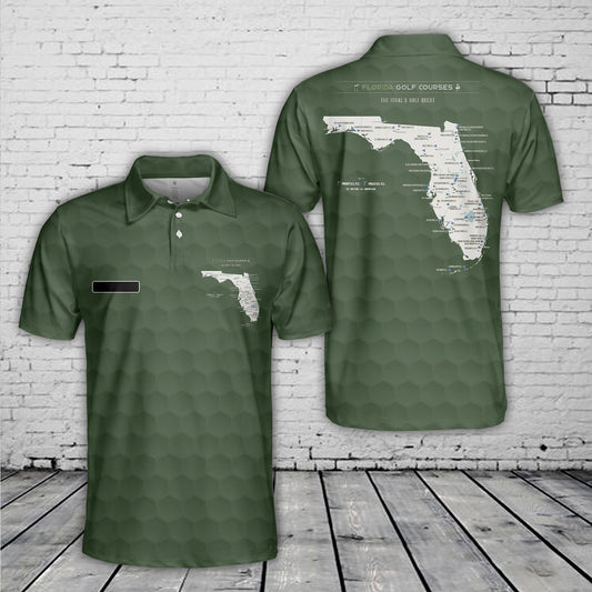 Custom Name Map of Florida Golf Courses Polo Shirt