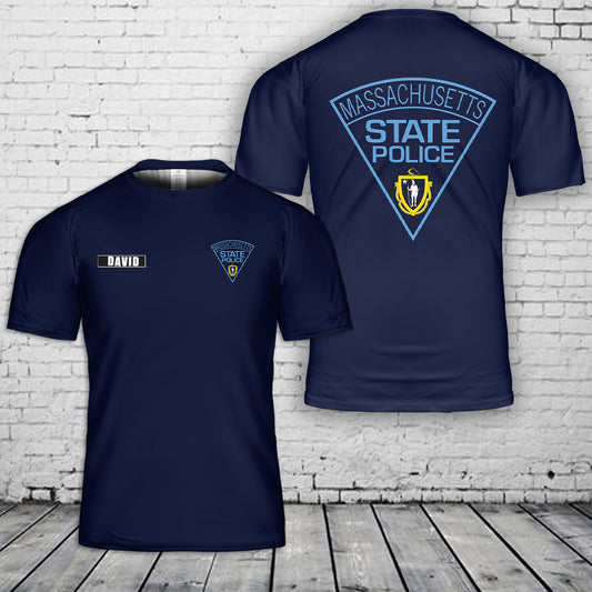 Custom Name Massachusetts State Police 3D T-Shirt