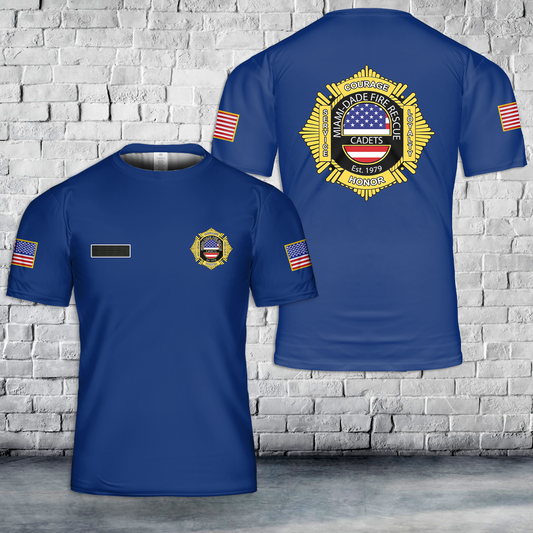 Custom Name Miami-Dade Fire Rescue Cadets T-Shirt 3D