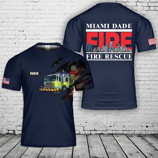 Custom Name Miami Dade Fire Rescue 3D T-Shirt