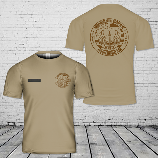 Custom Name Miami Dade Police Department Priority Response Team T-Shirt 3D