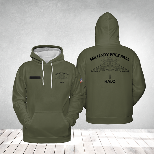 Custom Name Military Freefall Parachutist Badge HALO Hoodie 3D
