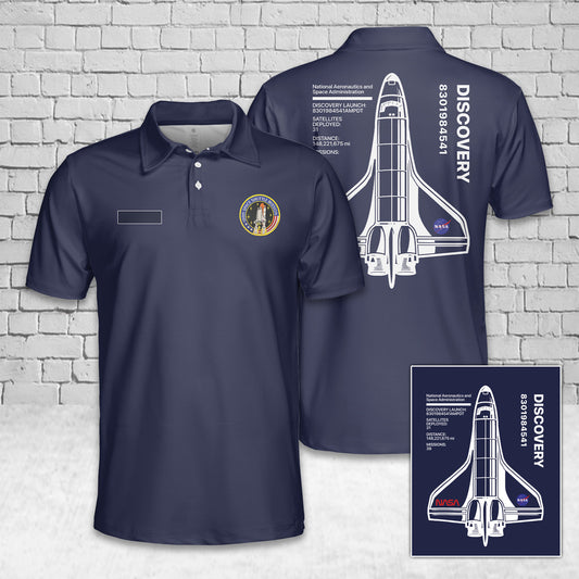 Custom Name NASA Space Shuttle Discovery NASA 100th Space Shuttle Mission Badge Polo Shirt