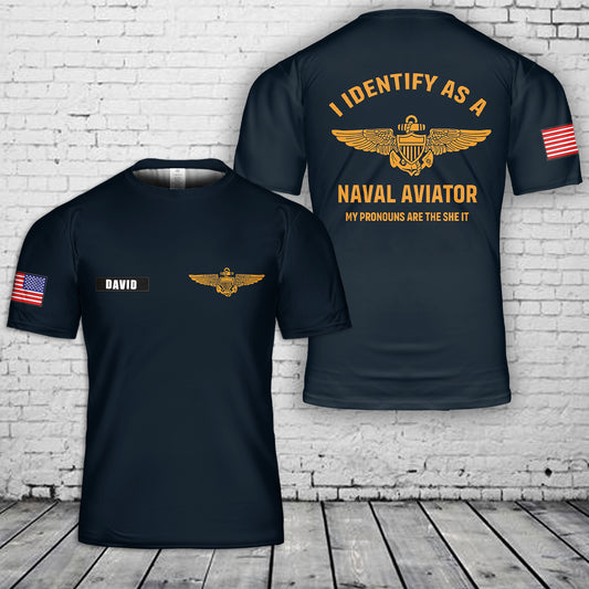 Custom Name Naval aviator 3D T-Shirt