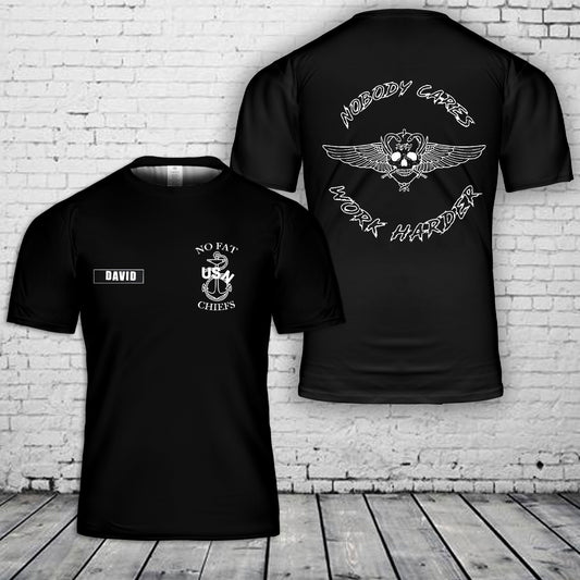 Custom Name Navy CPO Shirt No Fat Chiefs 3D T-Shirt