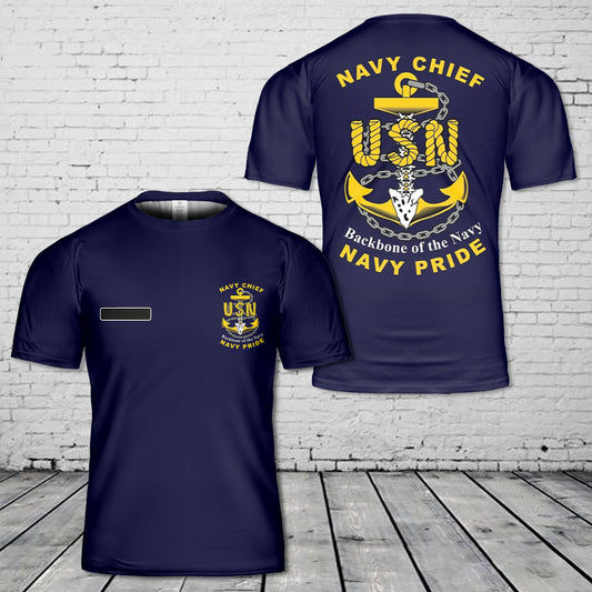 Custom Name Navy Chief Backbone Of The Navy T-Shirt 3D