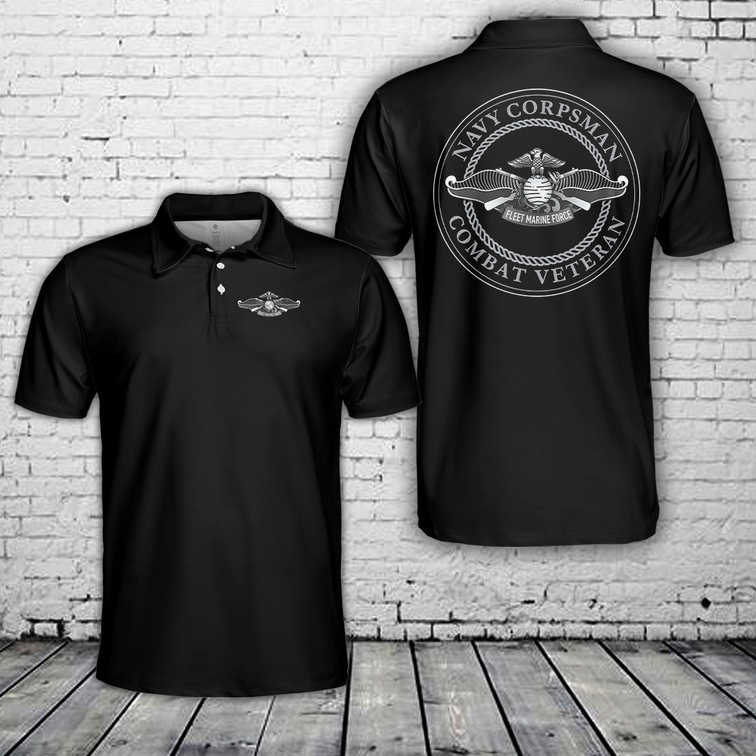 Custom Name Navy Combat Veteran Polo Shirt