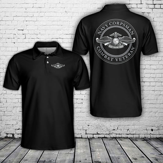 Custom Name Navy Combat Veteran Polo Shirt