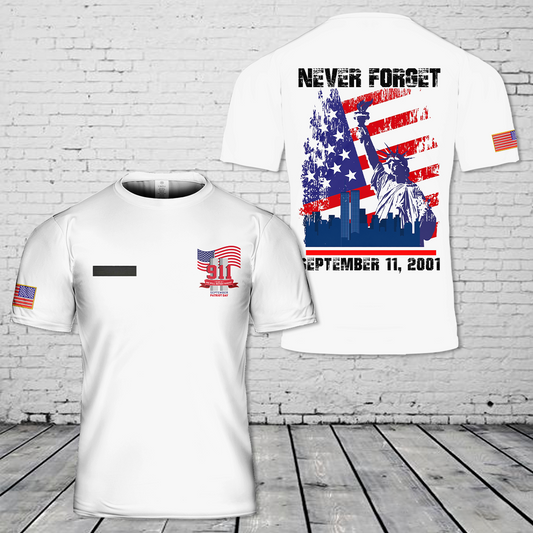 Custom Name Never Forget 9/11 The Statue of Liberty T-Shirt 3D