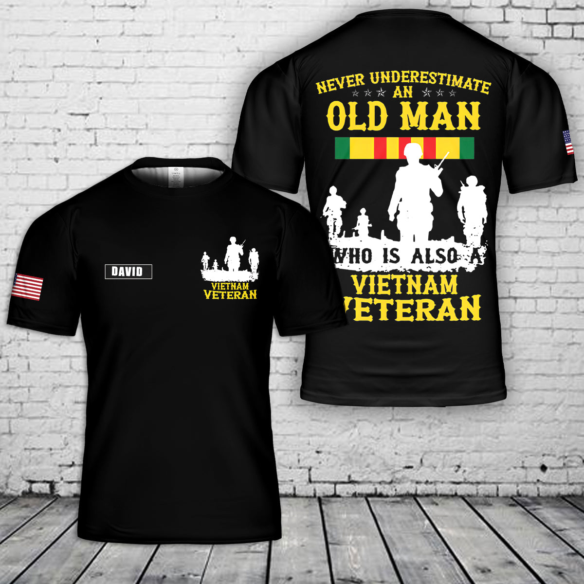 Custom Name Never Underestimate An OLD MAN Vietnam Veteran 3D T-Shirt
