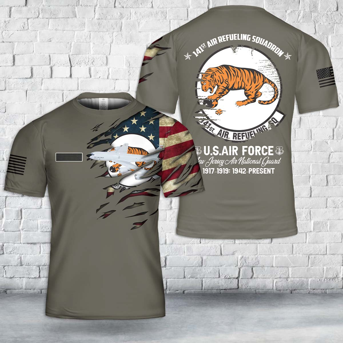 Custom Name New Jersey Air National Guard 141st Air Refueling Squadron KC-135 Stratotanker T-Shirt 3D