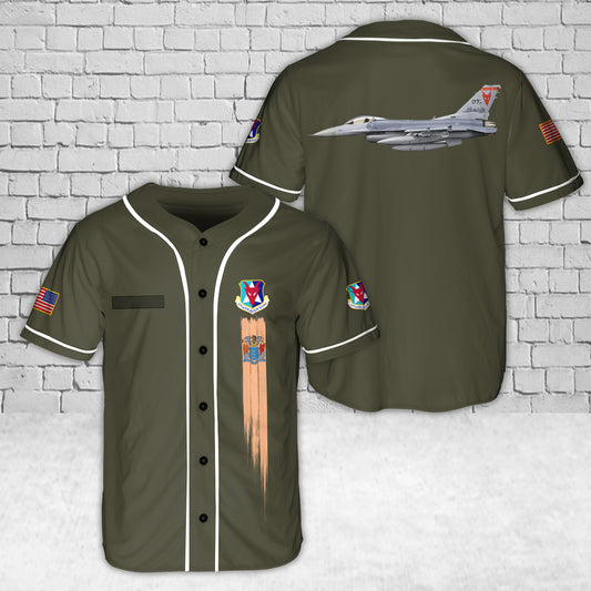 Custom Name New Jersey Air National Guard 177th Fighter Wing (177 FW) F-16C Fighting Falcon Baseball Jersey