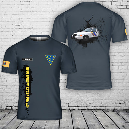 Custom Name New Jersey State police 3D T-Shirt