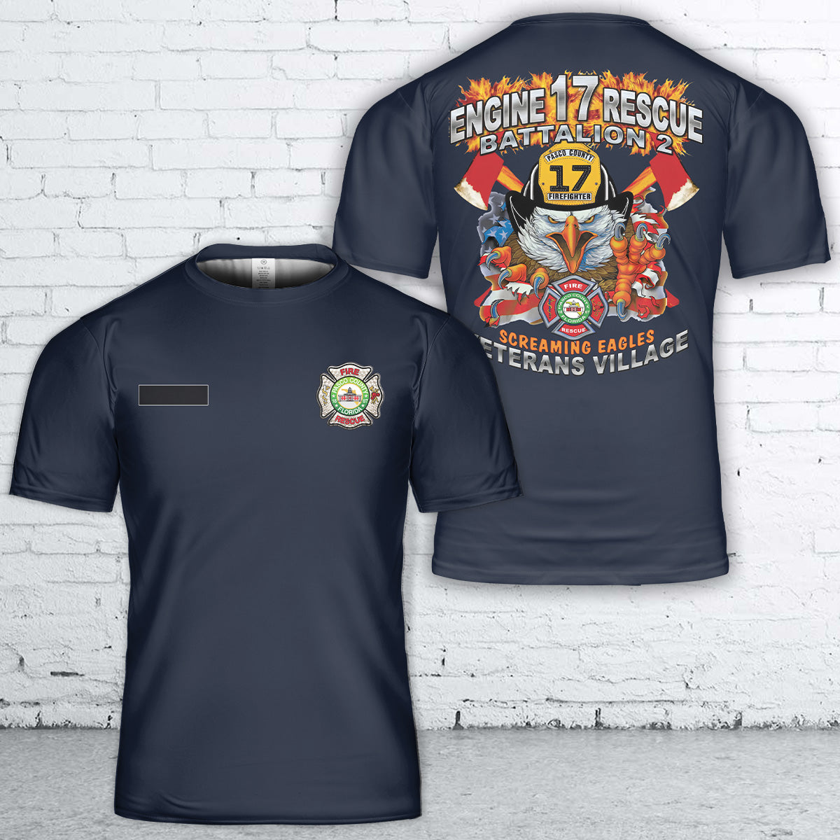 Custom Name New Port Richey, Florida, Pasco County Fire - Station 17 T-Shirt 3D