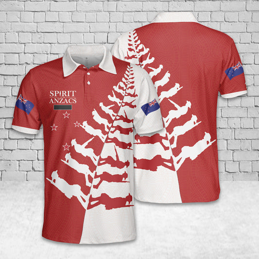 Custom Name New Zealand 25th April Lest We Forget Spirits of Anzac Day Polo Shirt