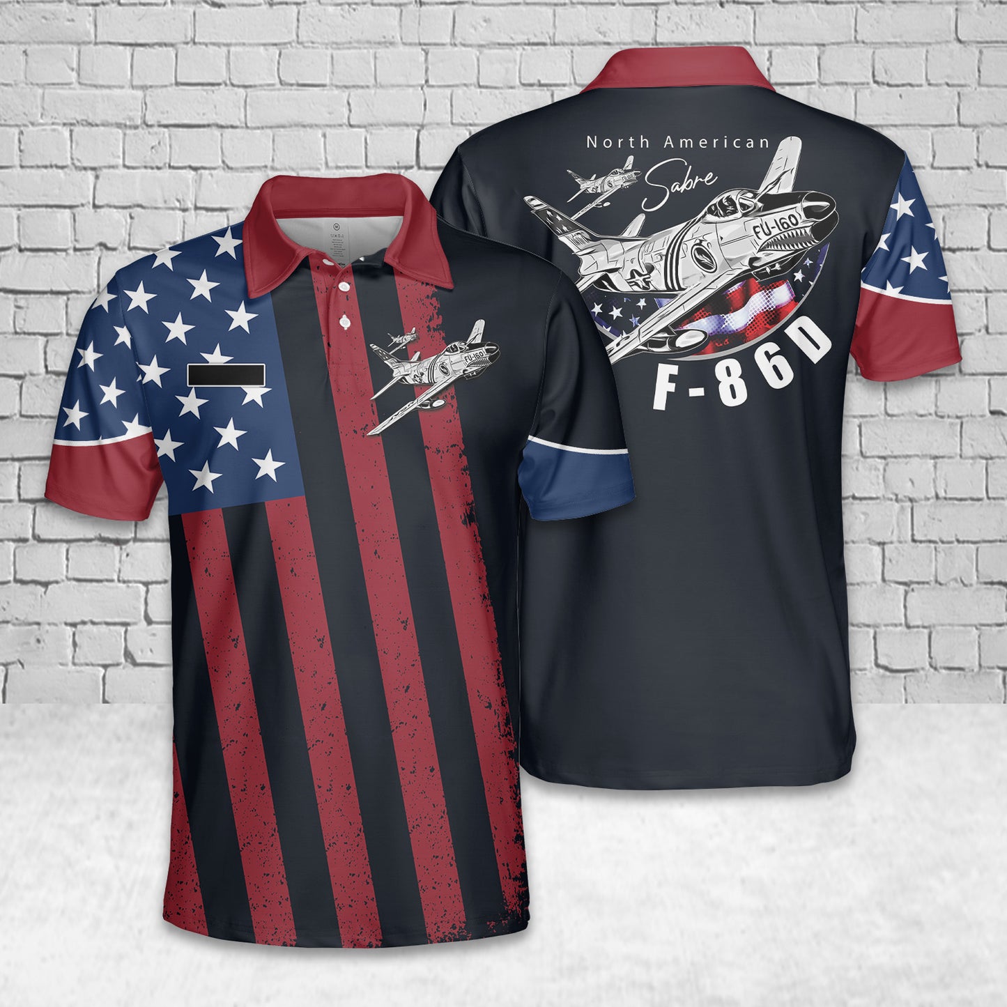 Custom Name North American F-86D Sabre Vintage Fighter Aircraft Polo Shirt