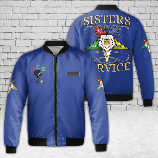 Custom Name OES Order Of The Eastern Star Sisters In Service AOP Fleece Bomber Jacket
